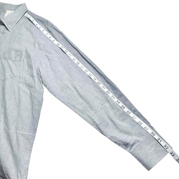 Billy Reid | Men | Brushed Gray Soft Cotton Standard Cut Button Down Shirt | XL - Picture 7 of 12